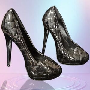 Tallulah Quilted Black Patent Heels